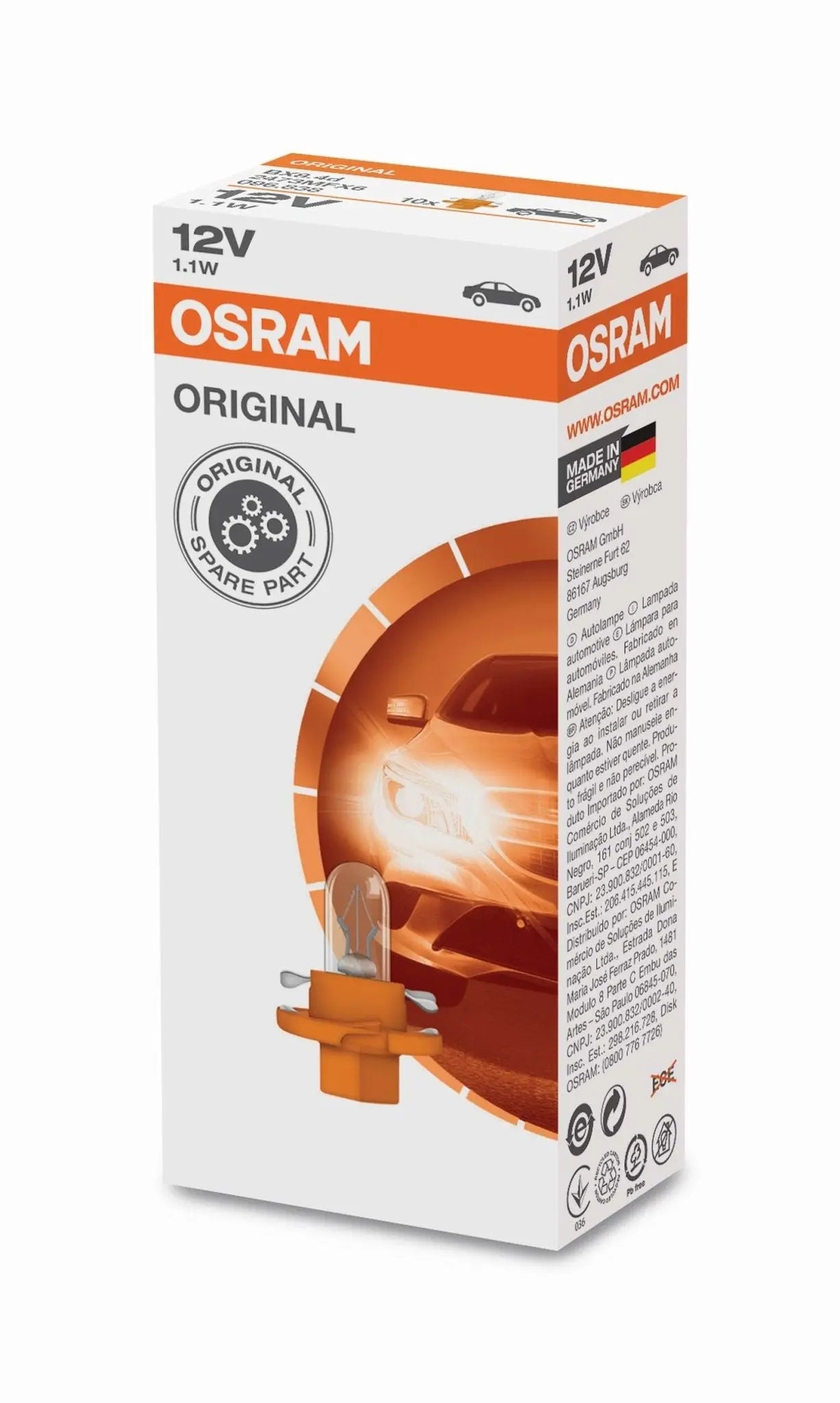 1,12W Kunststoffsockel Faltschachtel 12V Original OSRAM - Samsuns Group