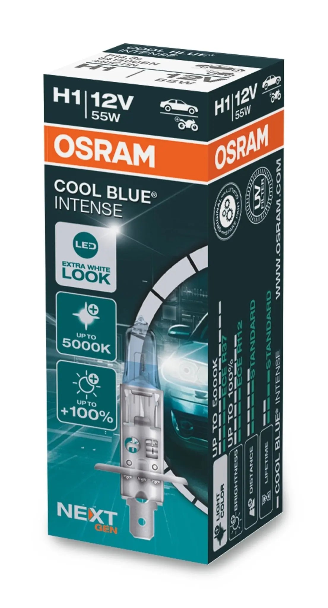 H1 12V 55W P14.5s Cool Blue INTENSE NextGen. 5000K +100% 1 St. OSRAM - Samsuns Group