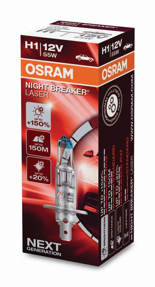 H1 12V 55W P14.5s NIGHT BREAKER® LASER +150% mehr Helligkeit 1 st. OSRAM - Samsuns Group