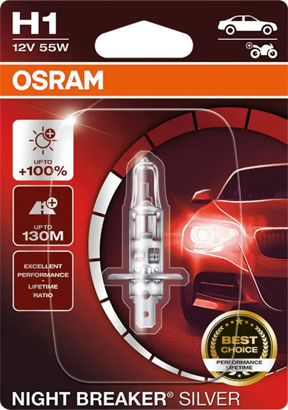 H1 12V 55W P14.5s NIGHT BREAKER® SILVER +100% 1 st. OSRAM - Samsuns Group