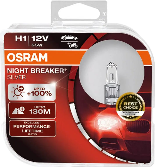 H1 12V 55W P14.5s NIGHT BREAKER® SILVER +100% 2 St. OSRAM - Samsuns Group