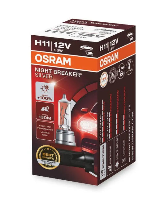 H11 12V 55W PGJ19-2 NIGHT BREAKER® SILVER +100% 1 st. OSRAM - Samsuns Group