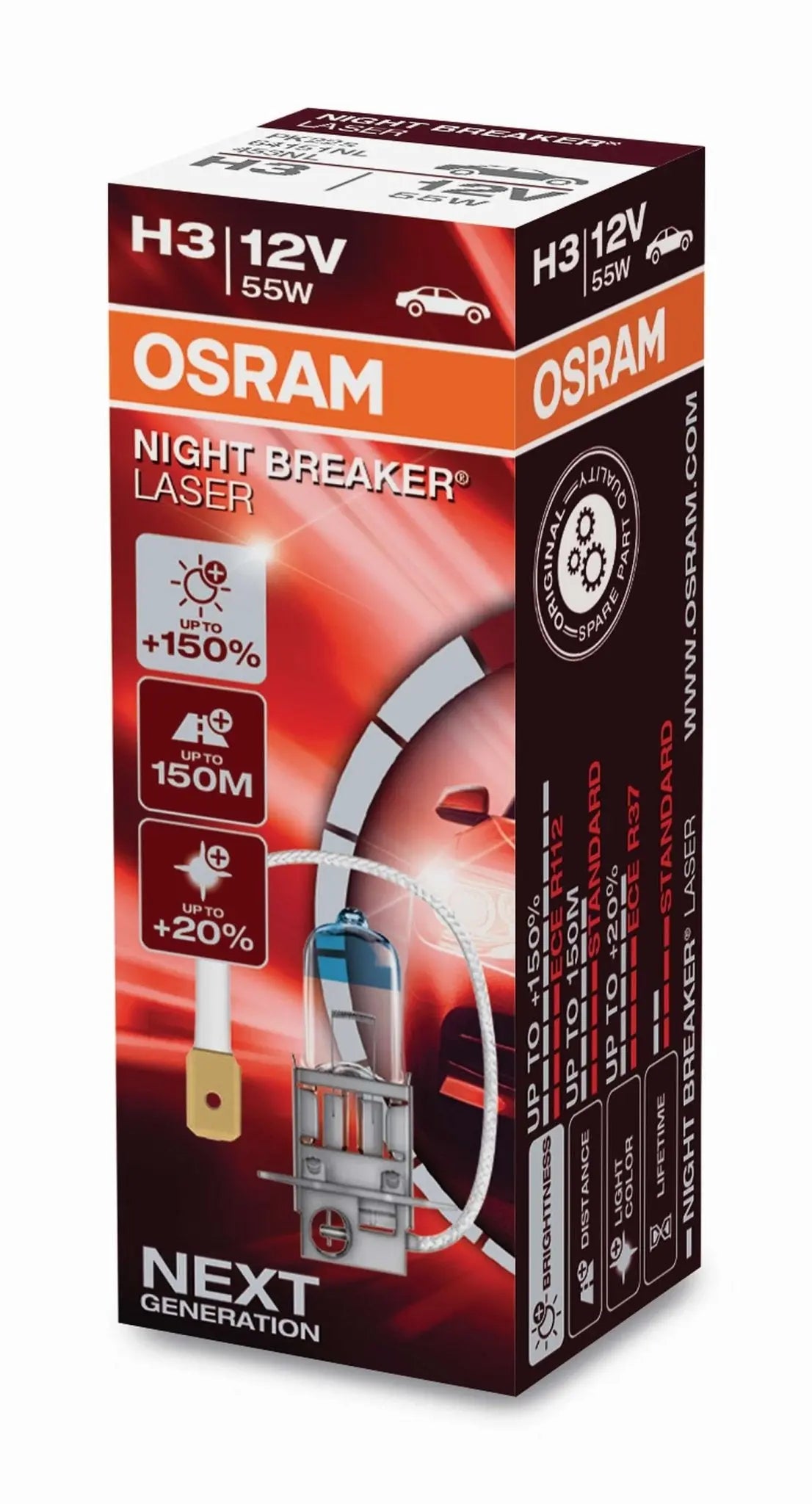 H3 12V 55W PK22s NIGHT BREAKER® LASER +150% mehr Helligkeit 1 st. OSRAM - Samsuns Group