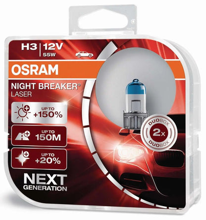 H3 12V 55W PK22s NIGHT BREAKER® LASER +150% mehr Helligkeit 2 St. OSRAM - Samsuns Group