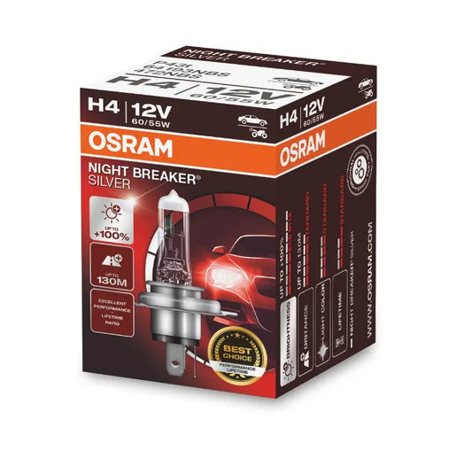 H4 12V 60/55W P43t NIGHT BREAKER® SILVER +100% 1 st. OSRAM - Samsuns Group