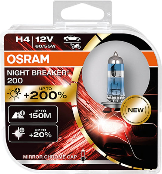 H4 12V NIGHT BREAKER 200 bis zu 200% mehr Licht 2St OSRAM - Samsuns Group