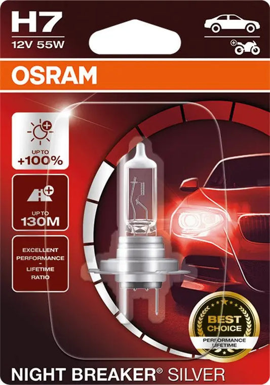 H7 12V 55W PX26d NIGHT BREAKER® SILVER +100% 1 st. OSRAM - Samsuns Group