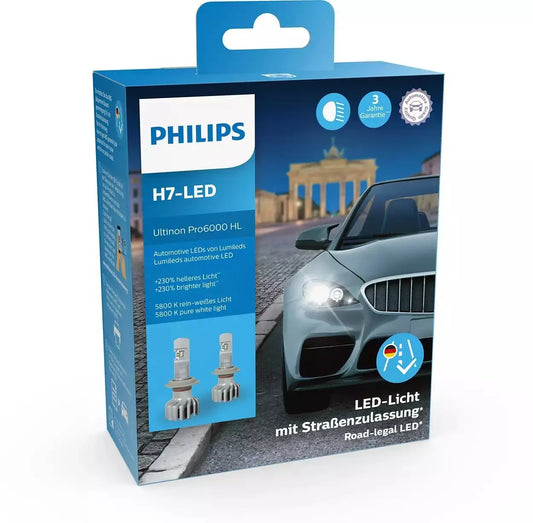 H7-LED Ultinon Pro6000 Scheinwerferlampe 5800K mit Straßenzulassung 2St. Philips - Samsuns Group