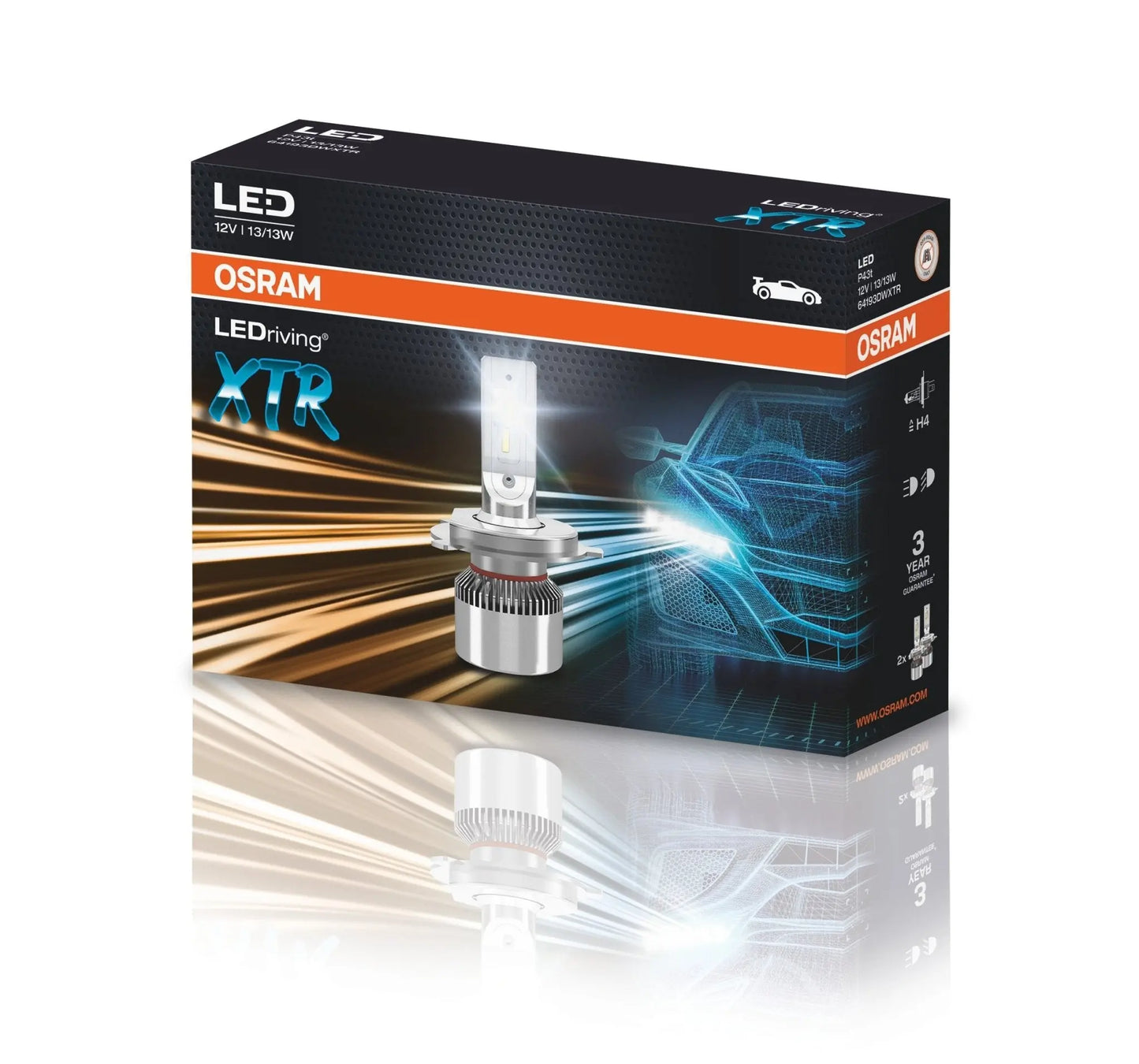 LEDriving® XTR H4 12V 13/13W P43t 6000K Cool White 2St OSRAM - Samsuns Group